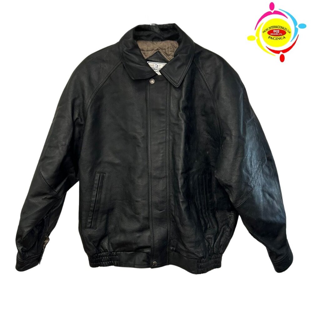 *COUGAR LEATHER BLACK JACKET
